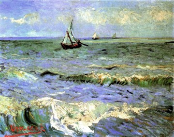Vincent van Gogh Vagues de l’océan à Saintes Maries Peinture à l'huile